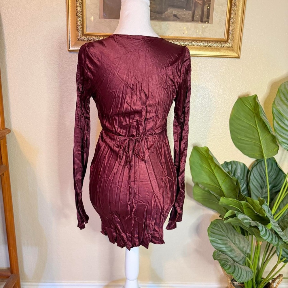 Vintage Y2K Deadstock Fairycore Whimsygoth Babydoll Empire Waist Burgundy Dress - Picture 6 of 8